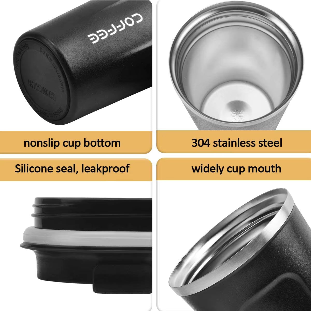 380/510Ml Thermo Coffee Cup Mug Keep Warm Hot Cold for Juice Tea Water Ice Beverage School Insulated Stainless Steel Leakproof