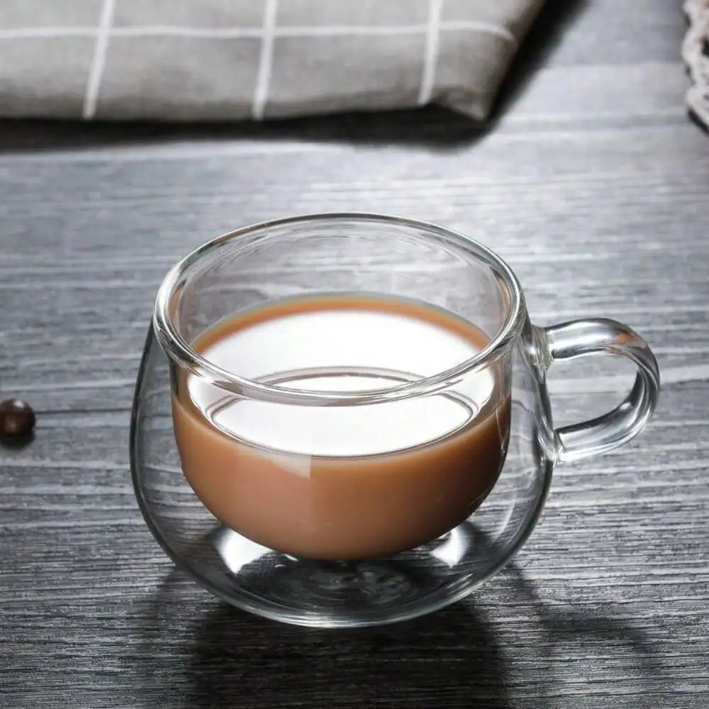 1PC Double Walled Glass Cups Handles Transparent Espresso Coffee Cups Milk Juice Coffee Minimalist Water Cups Drinkware Gifts