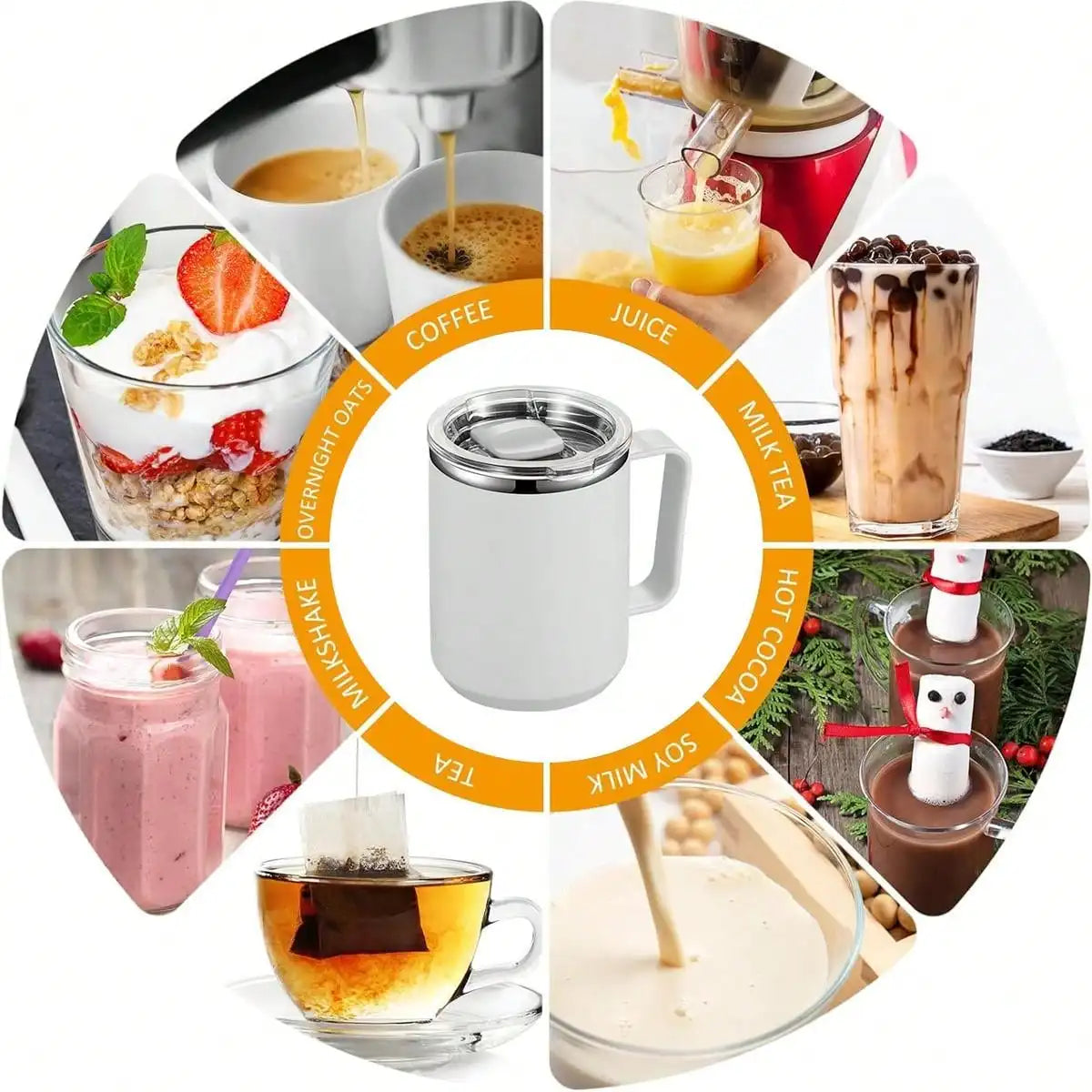 Stainless Steel Coffee Mug with Handle and Sliding Lid , Insulated Double Wall Vacuum Travel Mug , Camping Outdoor