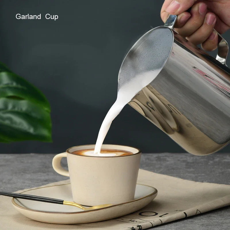 350/600Ml Stainless Steel Milk Jug Espresso Cooker Coffee Barista Frother Pitcher Steaming Frother Latte Cup Coffee Maker